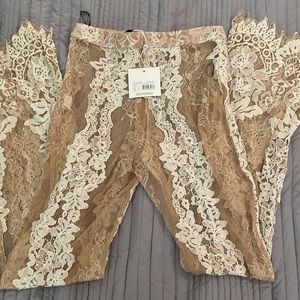 Eyelash lace wide leg beach trousers